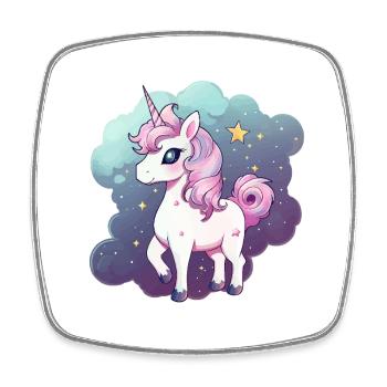 Licorne pastel - Magnet carré - blanc - Devant