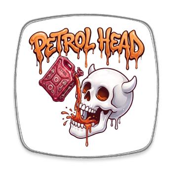 Petrol Head Skull - Square fridge magnet - white - Front