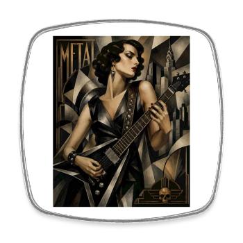 Gothic Guitar Heroine Deco Style - Square fridge magnet - white - Front