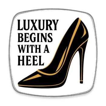 Luxury High Heel – Edles Gold Design Spruch - Viereckiger Kühlschrankmagnet - Weiß - Vorne