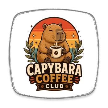 Capybara Coffee Club Kaffee Capybara - Viereckiger Kühlschrankmagnet - Weiß - Vorne