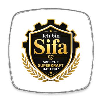 Ich bin Sifa – Welche Superkraft hast du? - Viereckiger Kühlschrankmagnet - Weiß - Vorne