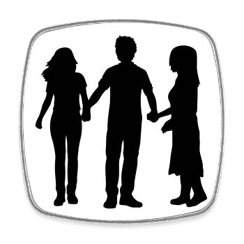 Menschen Gruppe Silhouette Freunde Team Zusammen - Viereckiger Kühlschrankmagnet - Weiß - Vorne