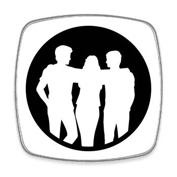 Menschen Gruppe Silhouette Freunde Team Zusammen - Viereckiger Kühlschrankmagnet - Weiß - Vorne