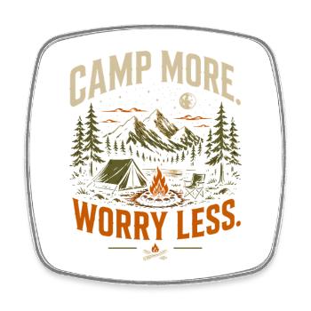 Camper plus, moins de soucis - Magnet carré - blanc - Devant