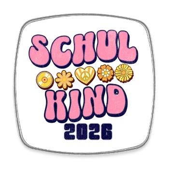 Schulkind 2026 Kinder T-Shirt Retro Einschulung - Viereckiger Kühlschrankmagnet - Weiß - Vorne
