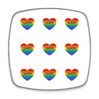 Queer Rainbow Hearts Pattern - Square fridge magnet - white - Front