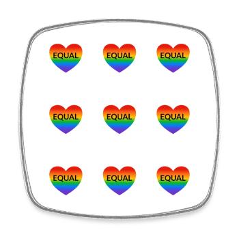 Rainbow Equal Heart LGBT Pride - Viereckiger Kühlschrankmagnet - Weiß - Vorne