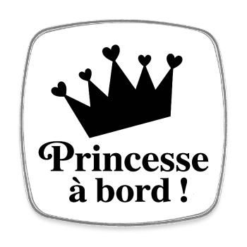 Sticker Autocollant pour Voiture princesse à Bord - Magnet carré - blanc - Devant
