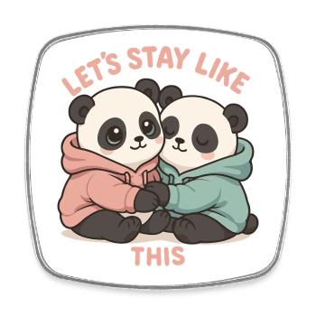 Süße Pandas im Hoodie: Kawaii Pastell Design - Viereckiger Kühlschrankmagnet - Weiß - Vorne
