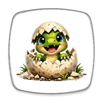 Un petit dinosaure mignon éclot de l’œuf - Magnet carré - blanc - Devant