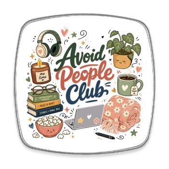 Introverted humor: Calm instead of people - Square fridge magnet - white - Front