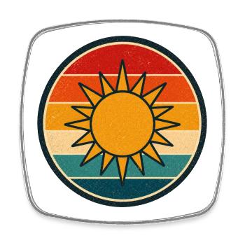 Sun Retro Badge Vintage-Stil Grafik - Viereckiger Kühlschrankmagnet - Weiß - Vorne