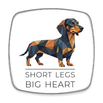Dachshund Low-Poly Art - Short legs, big heart - Square fridge magnet - white - Front