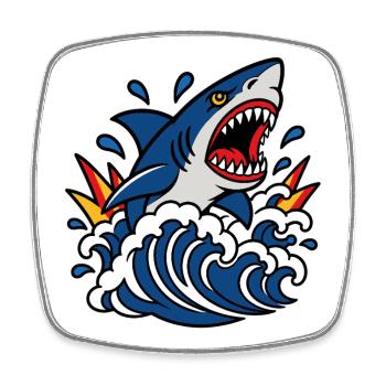 Requin furieux dans les vagues style tattoo - Magnet carré - blanc - Devant