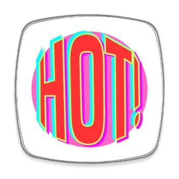 Neon Hot Retro Schriftzug - Viereckiger Kühlschrankmagnet - Weiß - Vorne