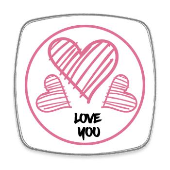 Herzen in Pink Love you Geschenk - Viereckiger Kühlschrankmagnet - Weiß - Vorne