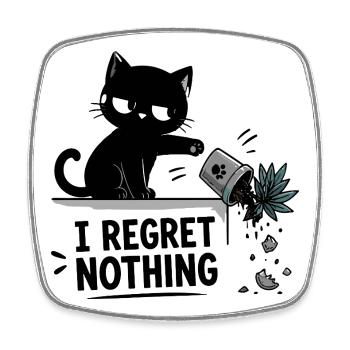 Je ne regrette rien drôle Chat noir qui s’écrase - Magnet carré - blanc - Devant