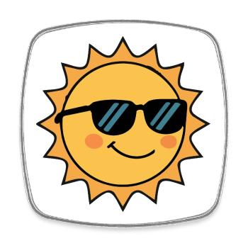 Laughing sun sweet smile with sunglasses - Square fridge magnet - white - Front