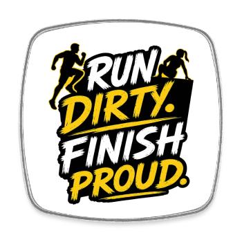 Run Dirty Finish Proud OCR Runner Design - Viereckiger Kühlschrankmagnet - Weiß - Vorne