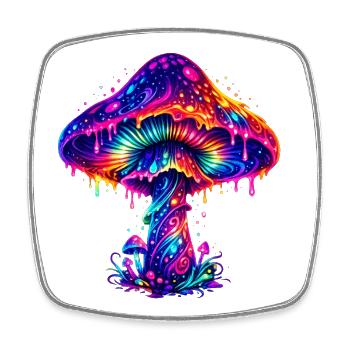 Psychedelischer Regenbogenpilz - Viereckiger Kühlschrankmagnet - Weiß - Vorne