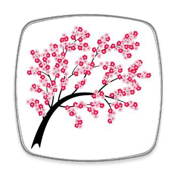 Cherry blossom arch at night - Square fridge magnet - white - Front