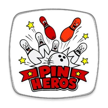 Pin Helden Cartoon-Bowling - Viereckiger Kühlschrankmagnet - Weiß - Vorne