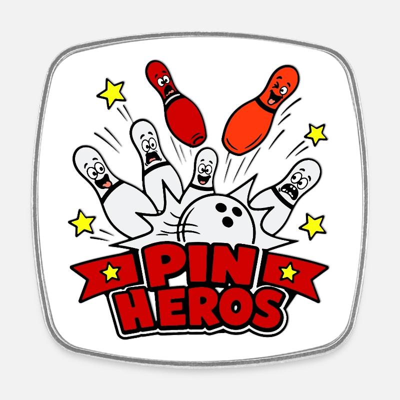 Pin Heroes Cartoon Bowling - Square fridge magnet - white