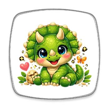 Süßer Triceratops – Kleiner Baby Dinosaurier - Viereckiger Kühlschrankmagnet - Weiß - Vorne