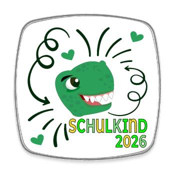 Dinosaurier Schulkind 2026 - Viereckiger Kühlschrankmagnet - Weiß - Vorne