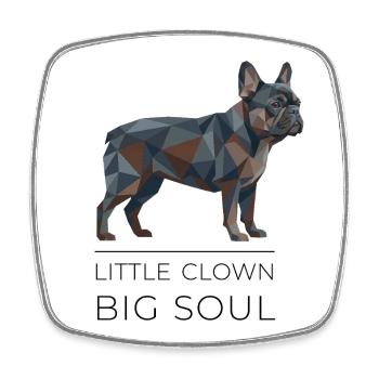 Art Low-Poly du Bouledogue Français - Petit Clown - Magnet carré - blanc - Devant