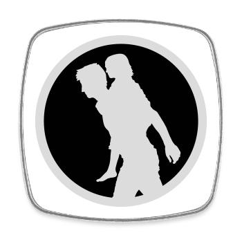Father Child Silhouette Walking Family Dad Love - Square fridge magnet - white - Front