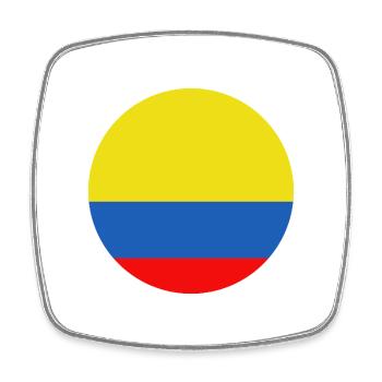 Kolumbien-Runde Flagge - Viereckiger Kühlschrankmagnet - Weiß - Vorne