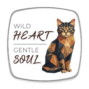 Cat Design Low-Poly - Cœur sauvage, âme douce - Magnet carré - blanc - Devant