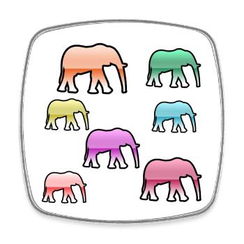 Éléphants - Magnet carré - blanc - Devant
