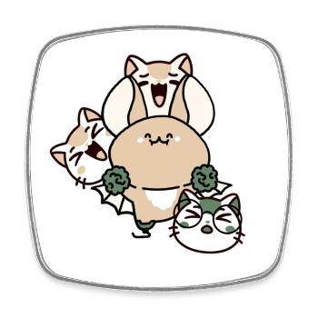 Kawaii-Schläger mit Beinprothese und Katzentrupp - Viereckiger Kühlschrankmagnet - Weiß - Vorne