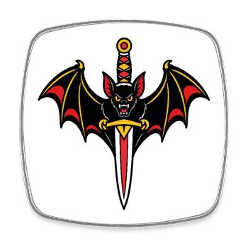 Bat dagger style tattoo dark - Square fridge magnet - white - Front
