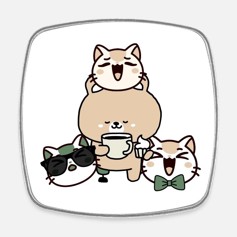 Ours mignon avec prothèse de jambe, café et cupcake - Magnet carré - blanc