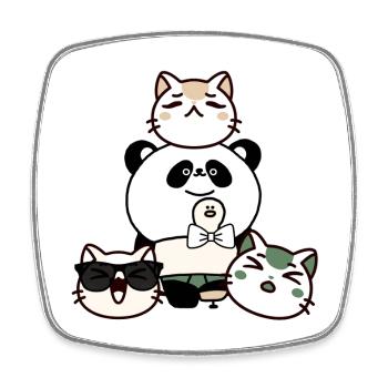 Panda Kawaii avec Prothèse et Équipe de Chats - Magnet carré - blanc - Devant