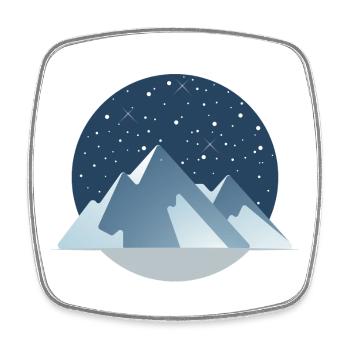 Starry Night Berge – Winterzauber - Viereckiger Kühlschrankmagnet - Weiß - Vorne