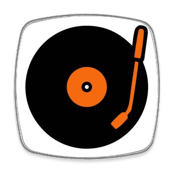 Bras de lecture de disque vinyle Retro Audio - Magnet carré - blanc - Devant