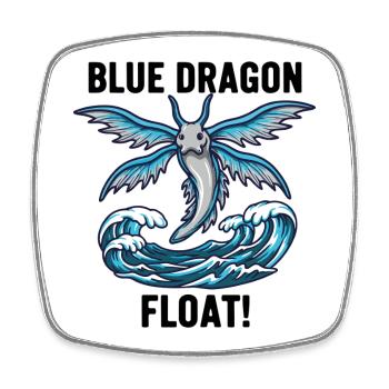 Dragon Bleu Mer Danger Float Blue Dragon Noir - Magnet carré - blanc - Devant
