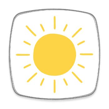 Minimalistische Sonne - Viereckiger Kühlschrankmagnet - Weiß - Vorne