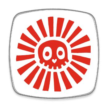Red Sunny Skull - Viereckiger Kühlschrankmagnet - Weiß - Vorne