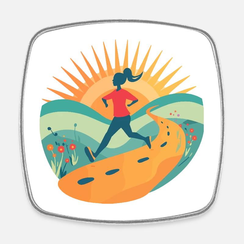 Motivation du trail Running Art rétro Sunrise Runner - Magnet carré - blanc