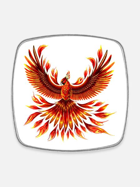 Oiseau de Feu Phénix - Magnet carré - blanc