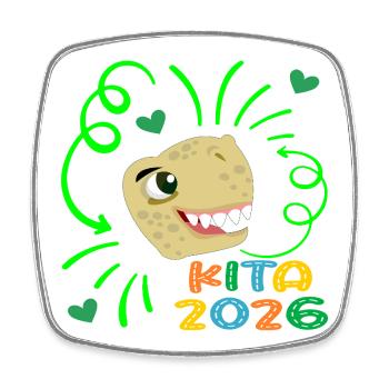 Dinosaurier Kita 2026 - Viereckiger Kühlschrankmagnet - Weiß - Vorne