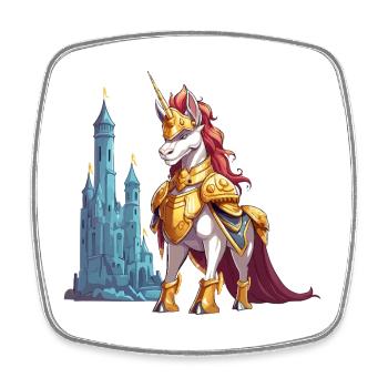 Licorne d’or devant le château - Magnet carré - blanc - Devant