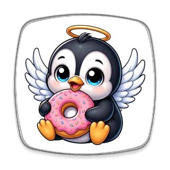 Süße Schildkröte mit Flügeln Engel Cartoon Donut - Viereckiger Kühlschrankmagnet - Weiß - Vorne