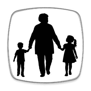 Großeltern Enkelkind Silhouette Spazieren Familie - Viereckiger Kühlschrankmagnet - Weiß - Vorne